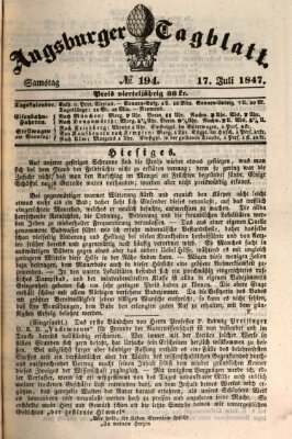 Augsburger Tagblatt Samstag 17. Juli 1847