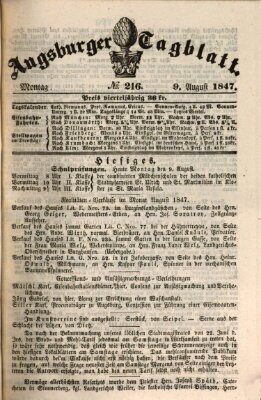 Augsburger Tagblatt Montag 9. August 1847