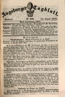 Augsburger Tagblatt Mittwoch 11. August 1847