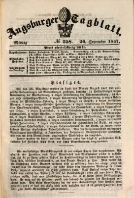 Augsburger Tagblatt Montag 20. September 1847