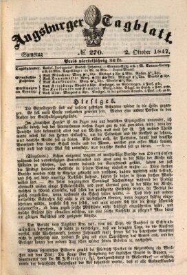 Augsburger Tagblatt Samstag 2. Oktober 1847