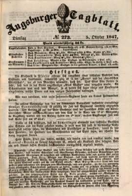 Augsburger Tagblatt Dienstag 5. Oktober 1847