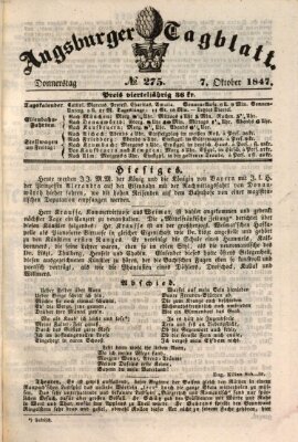 Augsburger Tagblatt Donnerstag 7. Oktober 1847