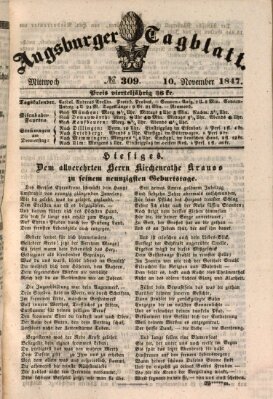 Augsburger Tagblatt Mittwoch 10. November 1847