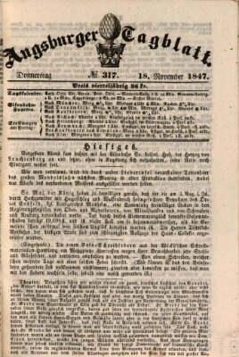 Augsburger Tagblatt Donnerstag 18. November 1847