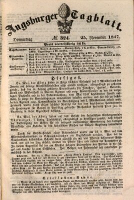 Augsburger Tagblatt Donnerstag 25. November 1847