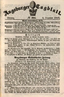 Augsburger Tagblatt Sonntag 5. Dezember 1847