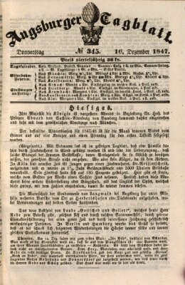 Augsburger Tagblatt Donnerstag 16. Dezember 1847