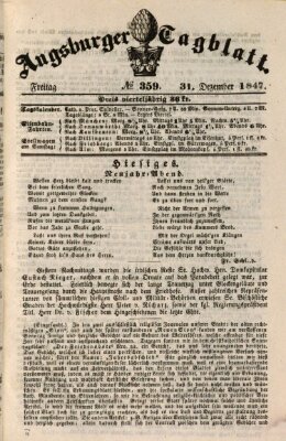 Augsburger Tagblatt Freitag 31. Dezember 1847