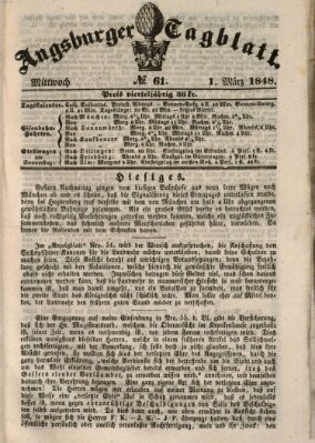 Augsburger Tagblatt Mittwoch 1. März 1848