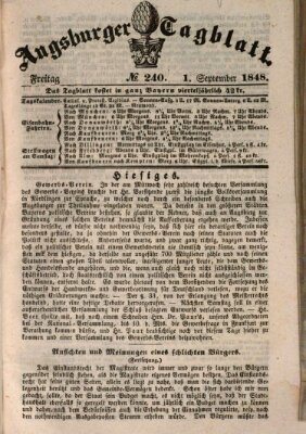 Augsburger Tagblatt Freitag 1. September 1848