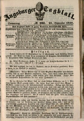 Augsburger Tagblatt Donnerstag 21. September 1848