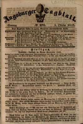 Augsburger Tagblatt Sonntag 1. Oktober 1848