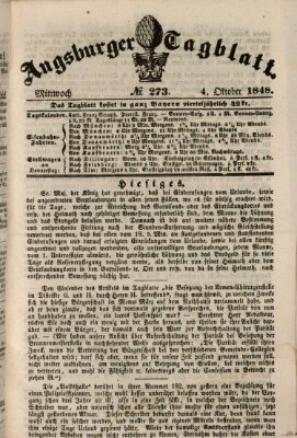 Augsburger Tagblatt Mittwoch 4. Oktober 1848