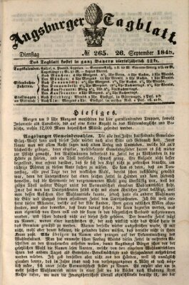 Augsburger Tagblatt Dienstag 26. September 1848