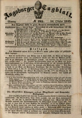 Augsburger Tagblatt Montag 16. Oktober 1848