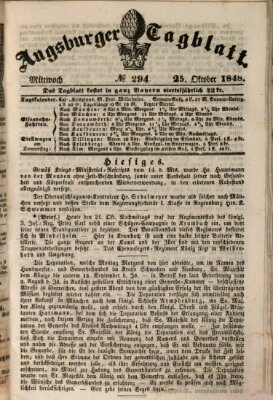 Augsburger Tagblatt Mittwoch 25. Oktober 1848