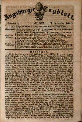 Augsburger Tagblatt Donnerstag 2. November 1848