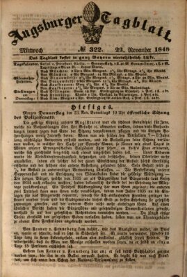 Augsburger Tagblatt Mittwoch 22. November 1848