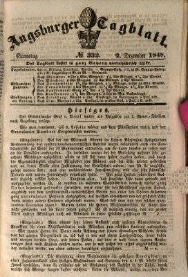 Augsburger Tagblatt Samstag 2. Dezember 1848