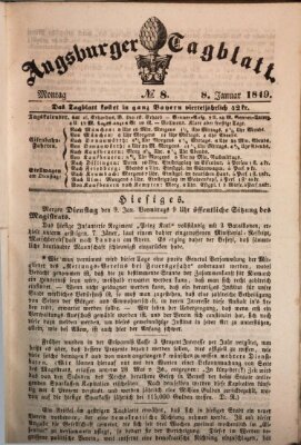 Augsburger Tagblatt Montag 8. Januar 1849