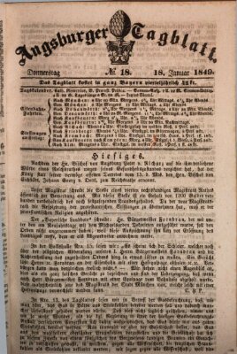 Augsburger Tagblatt Donnerstag 18. Januar 1849