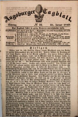 Augsburger Tagblatt Sonntag 21. Januar 1849