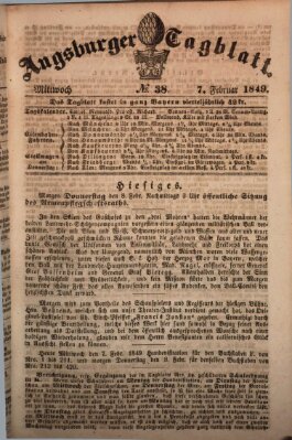 Augsburger Tagblatt Mittwoch 7. Februar 1849