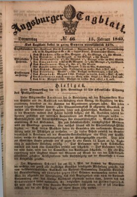 Augsburger Tagblatt Donnerstag 15. Februar 1849