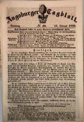 Augsburger Tagblatt Samstag 17. Februar 1849