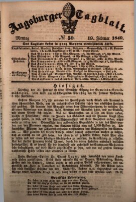 Augsburger Tagblatt Montag 19. Februar 1849