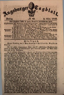 Augsburger Tagblatt Freitag 2. März 1849