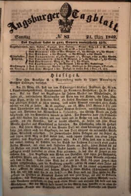 Augsburger Tagblatt Samstag 24. März 1849