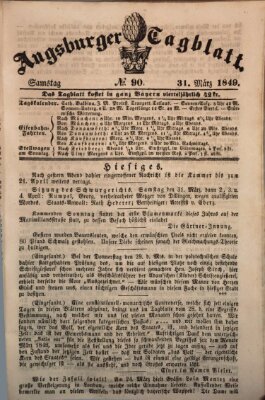 Augsburger Tagblatt Samstag 31. März 1849