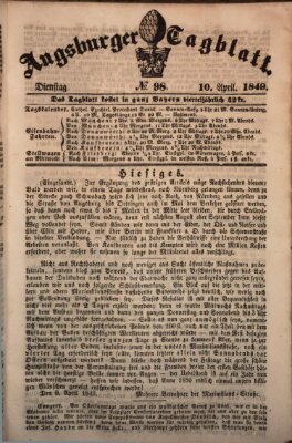 Augsburger Tagblatt Dienstag 10. April 1849