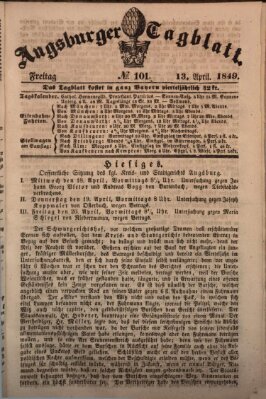 Augsburger Tagblatt Freitag 13. April 1849