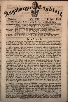 Augsburger Tagblatt Samstag 14. April 1849