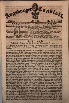 Augsburger Tagblatt Dienstag 17. April 1849