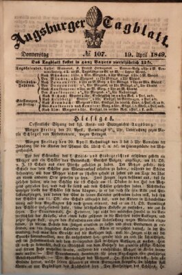 Augsburger Tagblatt Donnerstag 19. April 1849