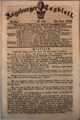 Augsburger Tagblatt Montag 23. April 1849