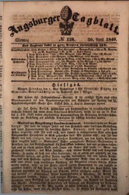 Augsburger Tagblatt Montag 30. April 1849