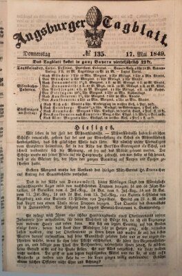 Augsburger Tagblatt Donnerstag 17. Mai 1849