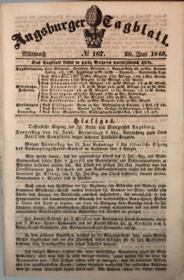 Augsburger Tagblatt Mittwoch 20. Juni 1849