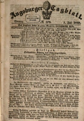 Augsburger Tagblatt Sonntag 1. Juli 1849