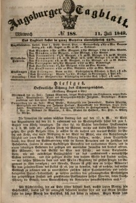 Augsburger Tagblatt Mittwoch 11. Juli 1849