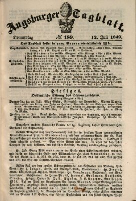 Augsburger Tagblatt Donnerstag 12. Juli 1849