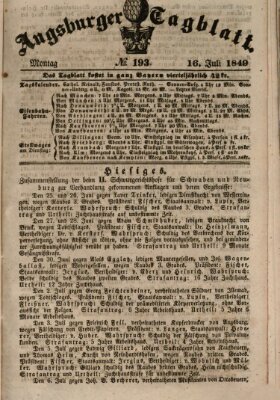 Augsburger Tagblatt Montag 16. Juli 1849