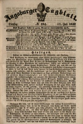 Augsburger Tagblatt Dienstag 17. Juli 1849