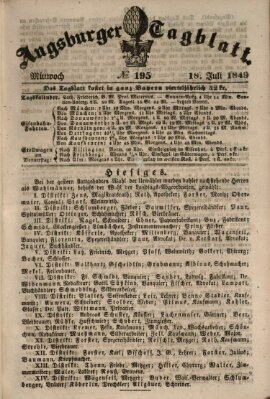 Augsburger Tagblatt Mittwoch 18. Juli 1849