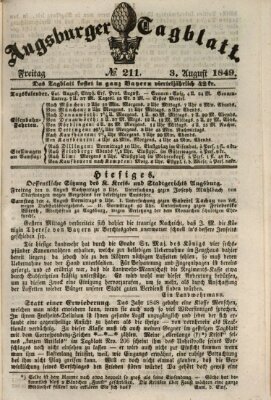 Augsburger Tagblatt Freitag 3. August 1849